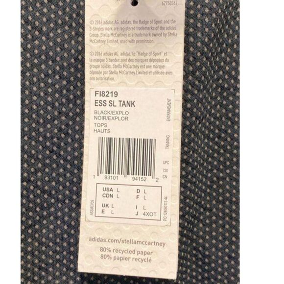 ADIDAS by STELLA MCCARTNEY Stretch Jacquard Tank Black - Size Large - NWT - Picture 8 of 9